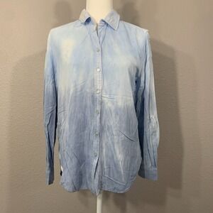 Jane & Delancey Women's Blue‎ Ombre Button Down Roll Tab Sleeve Tunic Size Small